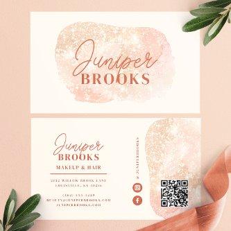 Pastel Peach Social Media QR Code Glitter