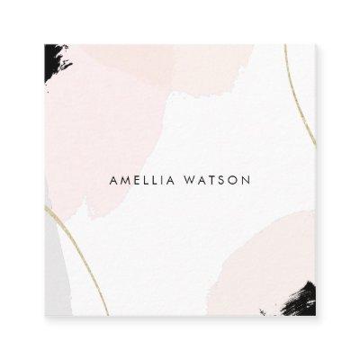 Pastel Pink, Black & Gray Watercolor Brush Strokes Square