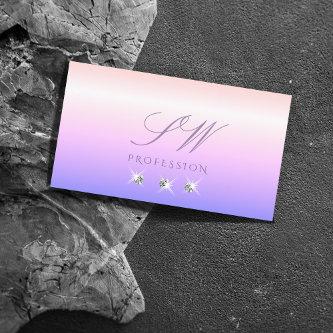 Pastel Pink Blue Ombre Sparkling Diamonds Monogram