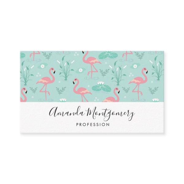 Pastel Pink Flamingos Green Pattern