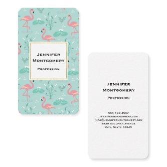Pastel Pink Flamingos Green Pattern