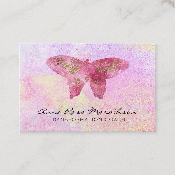 *~* Pastel Pink Glitter Fantasy Gilded Butterfly