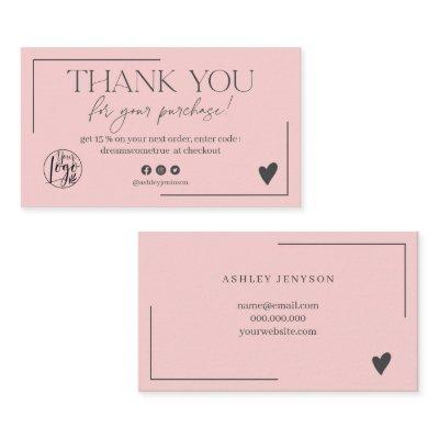 Pastel pink gray script order thank you