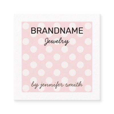 Pastel Pink Polka Dots Handmade Jewelry Display Square