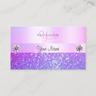 Pastel Pink Purple Glitter Jewels Monogram Glamour