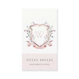 Pastel Pink Wildflower Watercolor Crest Monogram