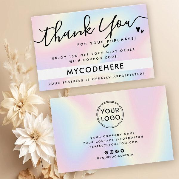 Pastel rainbow discount code thank you insert card