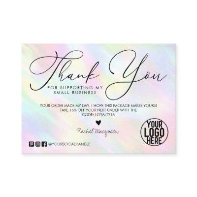 Pastel Rainbow Holographic Customer Thank You