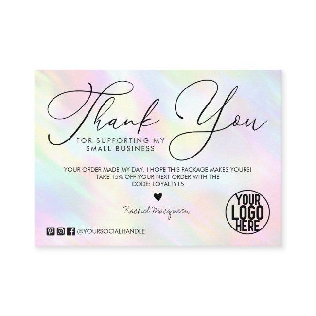 Pastel Rainbow Holographic Customer Thank You
