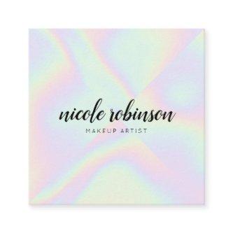 Pastel rainbow holographic modern makeup artist square