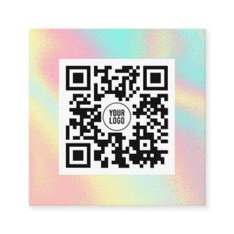 Pastel Rainbow Holographic QR Code Square