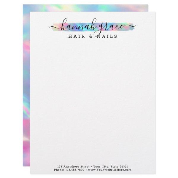 Pastel Rainbow Paint Swash Elegant Custom Logo Letterhead