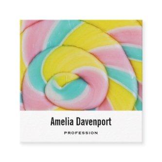 Pastel Rainbow Spiral Candy Photo Square