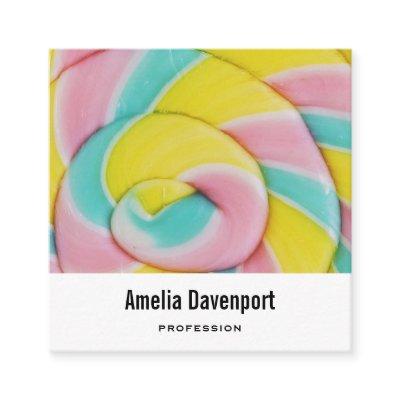 Pastel Rainbow Spiral Candy Photo Square