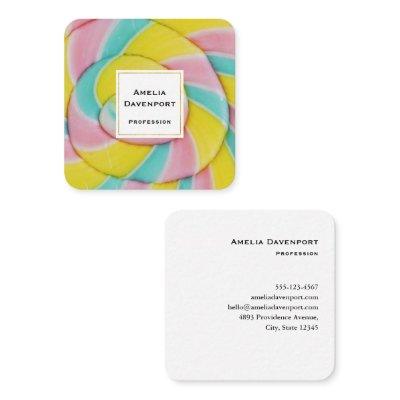 Pastel Rainbow Spiral Candy Photo Square