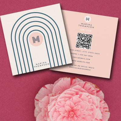 Pastel Retro Abstract Geometric Lines Arches  Square