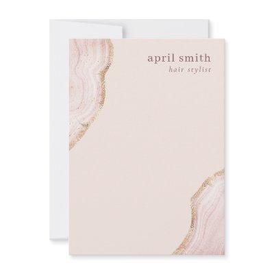 Pastel Soft Blush Rose Gold Agate Marble Texture Note Card