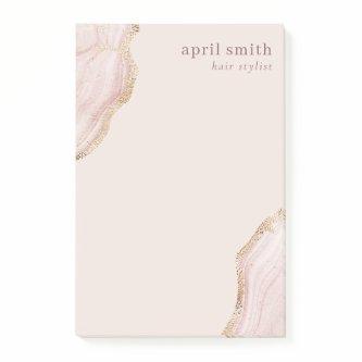 Pastel Soft Blush Rose Gold Agate Marble Texture P Post-it Notes