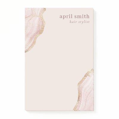 Pastel Soft Blush Rose Gold Agate Marble Texture P Post-it Notes