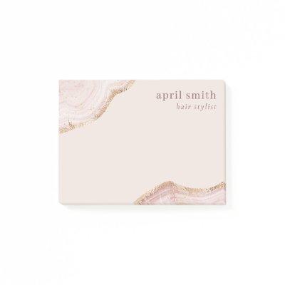 Pastel Soft Blush Rose Gold Agate Marble Texture Post-it Notes