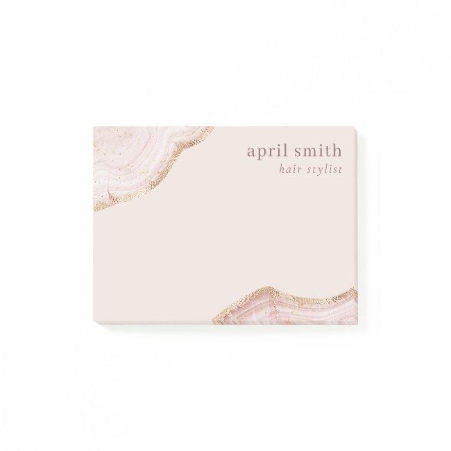Pastel Soft Blush Rose Gold Agate Marble Texture Post-it Notes
