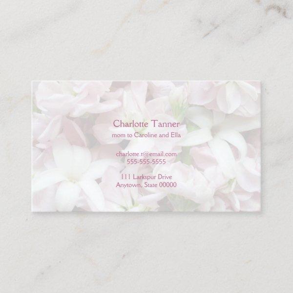 Pastel spring flowers closeup calling card