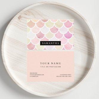 Pastel Watercolor Mermaid Scales Pattern With Name