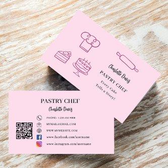 Pastry chef kitchen utensils slogan QR code pink