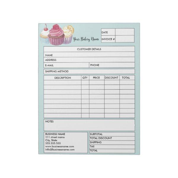 Pastry Cupcake Bakery Sales Form Receipt Invoice Notepad