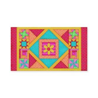 Patchwork Quilt Block Art Red Yellow Custom