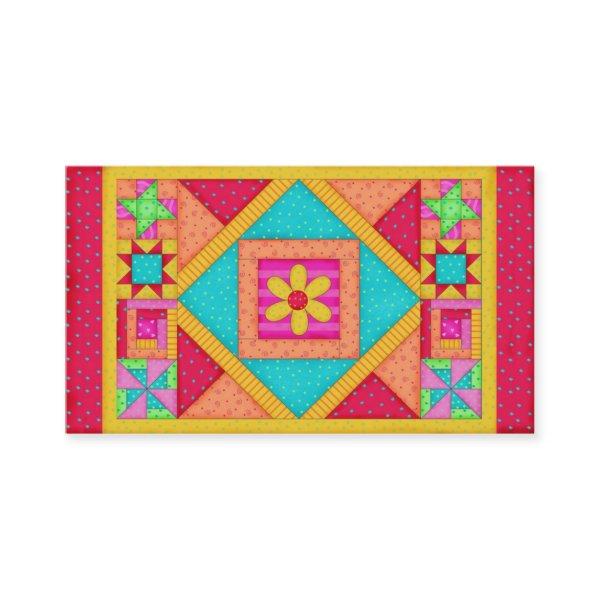 Patchwork Quilt Block Art Red Yellow Custom