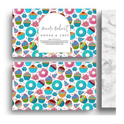 Patisserie Pastry Chef Bakery blue Donuts pattern