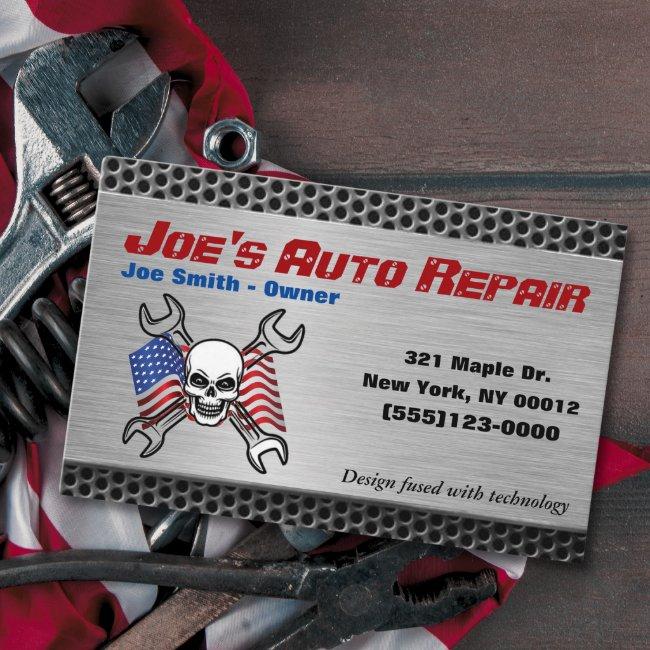 Patriot Skull Car Auto Mechanic Repair Service