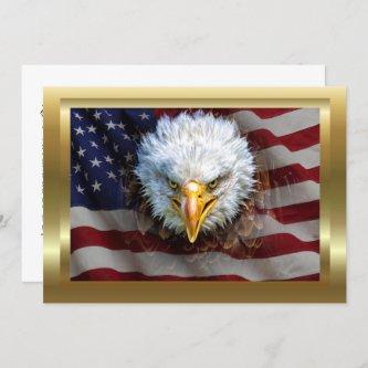 Patriotic American Flag and Eagle Invitation