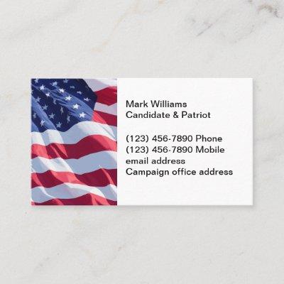 Patriotic American Flag Election Contact Cards