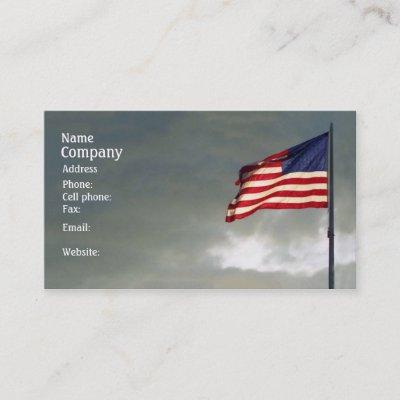 Patriotic Card, American Flag at sunset, blue sky