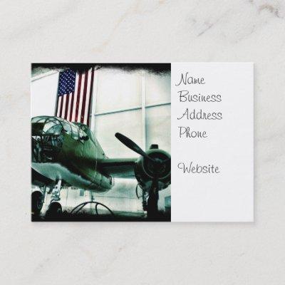Patriotic Military WWII Plane with American Flag