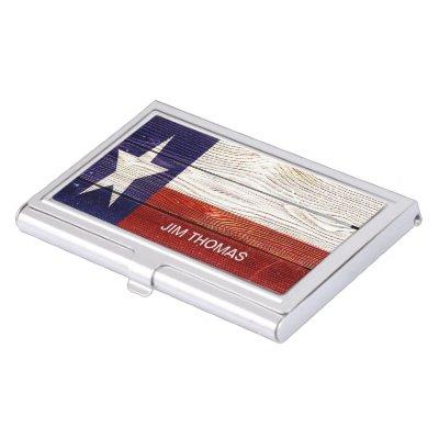 Patriotic Rustic Wood Texas Flag Monogram Name  Case