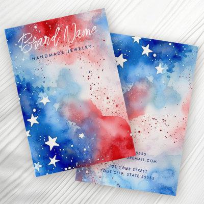 Patriotic stars watercolor earring display card