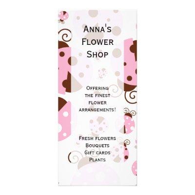 Pattern Of Ladybugs, Cute Ladybugs, Pink Ladybugs Rack Card