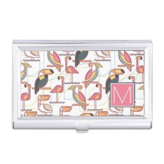 Pattern With Tropical Birds | Add Your Initial  Case
