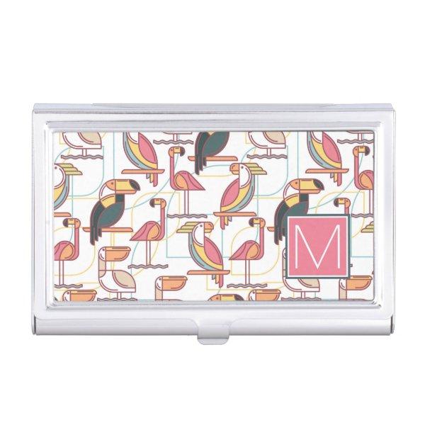 Pattern With Tropical Birds | Add Your Initial  Case