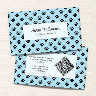 Paw Print Dog Walker Pet Services QR Code Blue