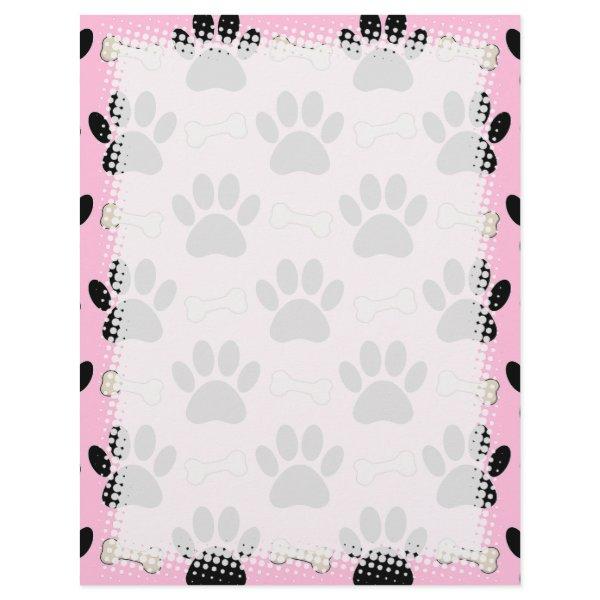 Paws And Bones Pattern Pink Letterhead