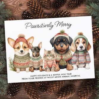 Pawsitively Merry Christmas Dog Cat Pet Business Holiday Card