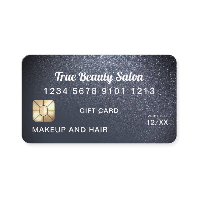 Payne Gray Glitter Credit Card Gift Certificate