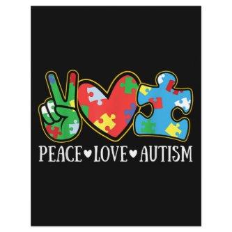 Peace Love Autism Puzzle Ribbon Autism Awareness Letterhead