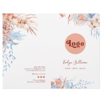 Peach and blue tropical service menu brochure