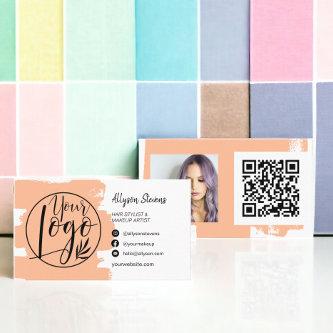 Peach chic brush hair makeup photo logo qr code