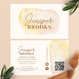 Peach Gold Social Media QR Code Glitter
